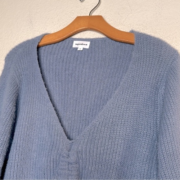 Revolve superdown Cropped Ruched Sweater Lilac Purple Size Medium - Picture 5 of 8